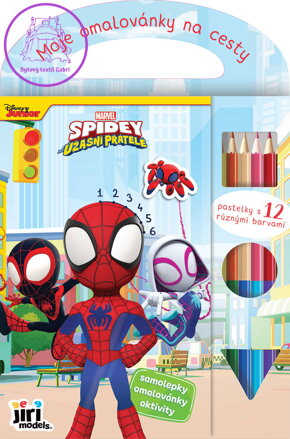JIRI MODELS Moje omalovánky na cesty Spidey s pastelkami a samolepkami