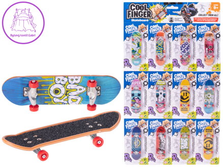 Skateboard prstový kovový prkno s grafikou různé druhy na kartě