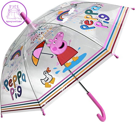 Deštník dětský prasátko Peppa Pig manuální otevírání 60x65cm transparentní