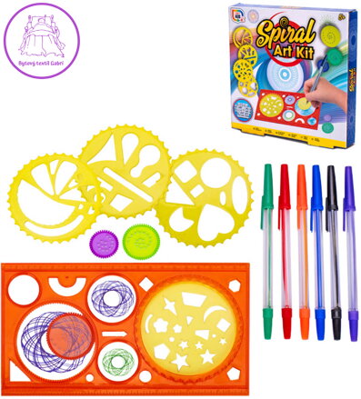 Inspiro kreativní sada obkreslovací šablony spirály + barevné propisky 6ks
