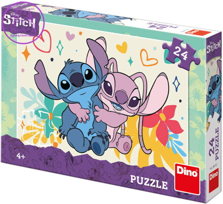DINO Puzzle Stitch & Angel 24 dílků 26x18cm skládačka