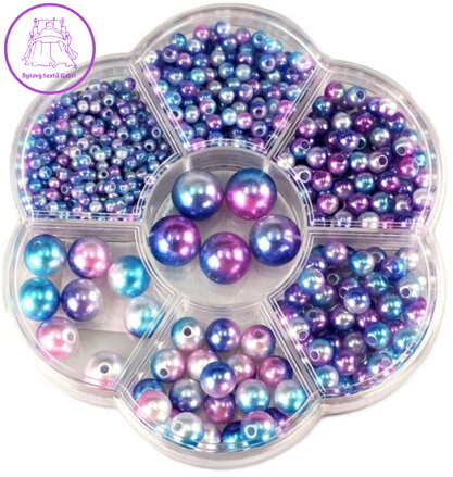 Korálky navlékací perleťové modré set 1150ks 3-12mm v plastovém boxu Korálky navlékací perleťové modré set 1150ks 3-12mm v plastovém boxu