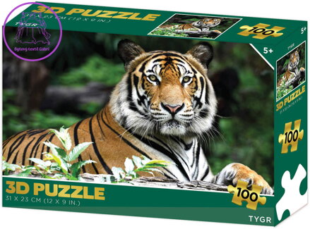PUZZLE 3D Tygr 31x23cm 100 dílků skládačka v krabici