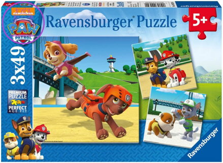 RAVENSBURGER Puzzle 3x49 dílků Tlapková patrola: Psí tým 21x21cm 3v1