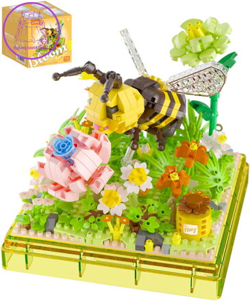 Stavebnice mini KOCO Včelka 688 dílků 3D v průhledném boxu plast