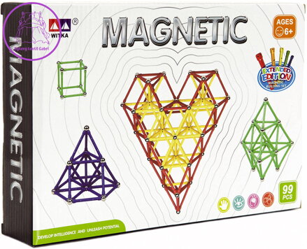 Stavebnice magnetická 99 dílků skládačka plast/kov v krabici