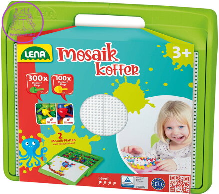 LENA Mozaika klobouček hladký barevný 1cm + 1,5cm set 400ks v kufříku