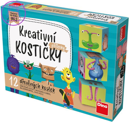 DINO DŘEVO Kubus příšerky kreativní obrázkové kostky set 12ks