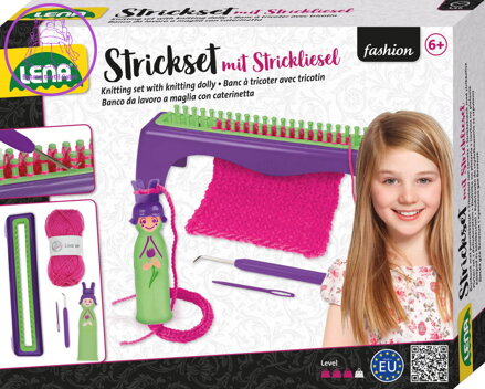 LENA Pletací stav kreativní dětský set s vlnou a nástroji 42679
