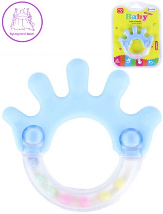 Chrastítko baby ruka s kuličkami pastelové pro miminko plast