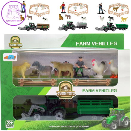 Farma herní set traktor s přívěsem s farmářem a zvířátky 4 druhy Farma herní set traktor s přívěsem s farmářem a zvířátky 4 druhy