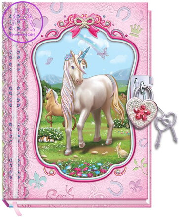 Deník dětský tajný holčičí jednorožci set se zámkem a klíčky