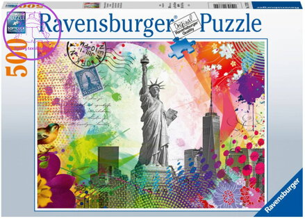 RAVENSBURGER Puzzle Pohlednice z New Yorku 500 dílků 49x36cm skládačka