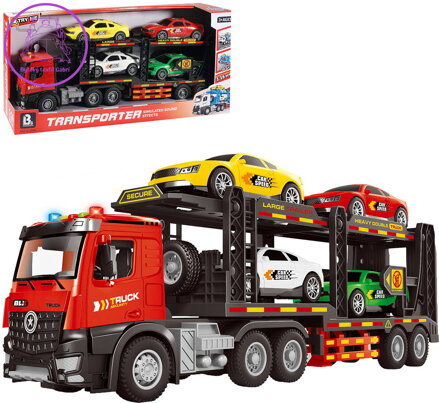 Auto odtahová služba set odtahovka + 4 autíčka na baterie Světlo Zvuk