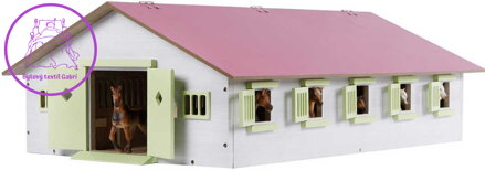 DŘEVO Stáj pro koně 62x43x22cm růžová 1:32 *DŘEVĚNÉ HRAČKY*