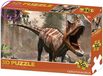 PUZZLE 3D Ceratosaurus 31x23cm 100 dílků dino skládačka v krabici