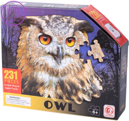 Puzzle Sova 46x44cm skládačka 231 dílků v krabičce