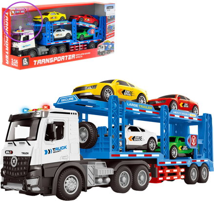 Auto odtahová služba set odtahovka se 4 vozidly na baterie Světlo Zvuk