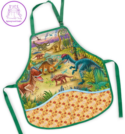 Zástěra dětská Dinosauři 50x55cm na výtvarnou výchovu