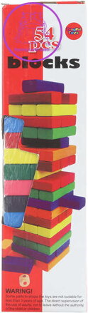 Hra DŘEVO Věž Jenga barevná 54 dílků v krabičce *SPOLEČENSKÉ HRY*
