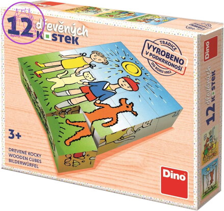 DINO DŘEVO Kubus Pejsek a kočička obrázkové kostky set 12ks
