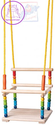 WOODY DŘEVO Houpačka závěsná barevná s ohrádkou *DŘEVĚNÉ HRAČKY*