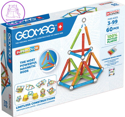 GEOMAG Supercolor Panels 60 dílků Eko magnetická STAVEBNICE