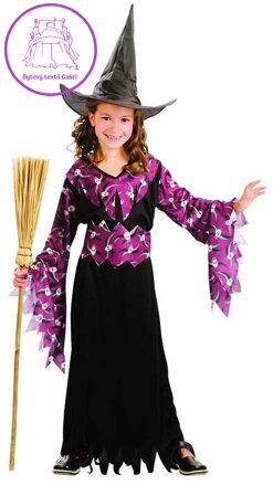 KARNEVAL Šaty Čarodějka vel. L (130-140cm) 8-10 let KOSTÝM