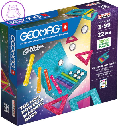 GEOMAG Glitter 22 dílků třpytivá Eko magnetická STAVEBNICE