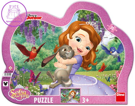DINO Puzzle obrysové deskové 25 dílků Sofie První a zvířátka 31x23cm skládačka