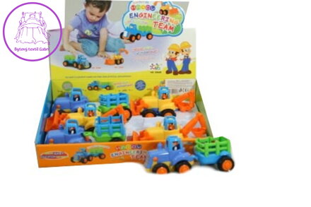 Dětský baby barevný nakladač 2 radlice / traktor s vlečkou plast