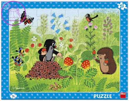 DINO Puzzle deskové 40 dílků Krtek a jahody (Krteček) 32x24cm skládačka