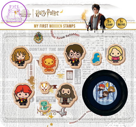 JIRI MODELS Moje první razítka Harry Potter set 9ks s poduškou DŘEVO