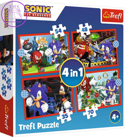 TREFL PUZZLE 4v1 Ježek Sonic Dobrodružná jízda 29x21cm 207 dílků skládačka