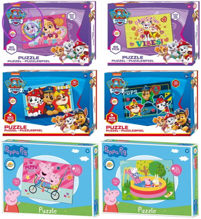 PUZZLE Tlapková Patrola / Peppa Pig skládačka 24/50/99 dílků 6 druhů