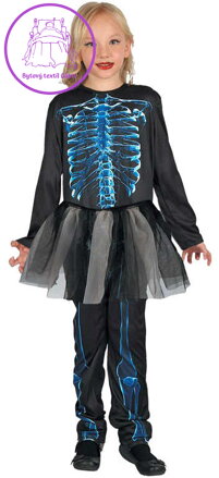 KARNEVAL Šaty kostra vel.M (120-130 cm) 5-9 let KOSTÝM