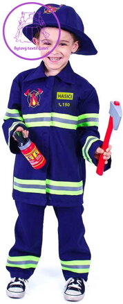 KARNEVAL Šaty hasič s nápisem Hasiči vel.M (116-128 cm) 6-8 let Eko *KOSTÝM*