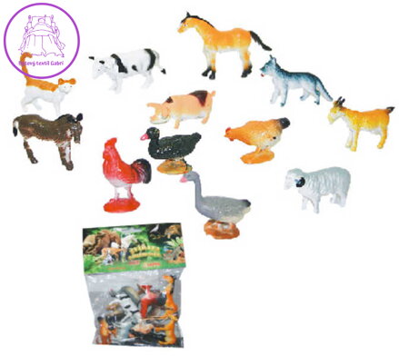 Zvířata domácí farma 4-6cm plastové figurky zvířátka set 12ks v sáčku