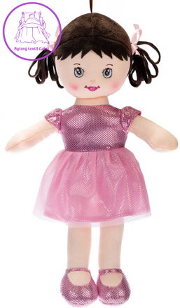 Panenka Viktorka baby soft textilní 32cm světle růžová na baterie CZ Světlo Zvuk