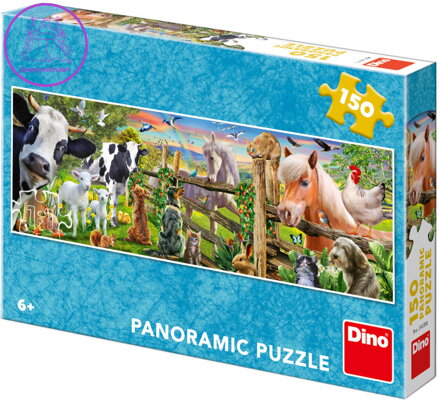DINO Puzzle panoramatické 150 dílků Zvířátka farma 66x23cm skládačka