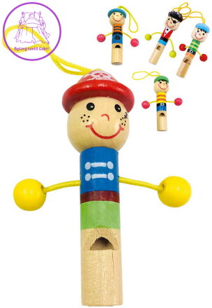 BINO DŘEVO Píšťalka dětská panáček 5 druhů *DŘEVĚNÉ HRAČKY*