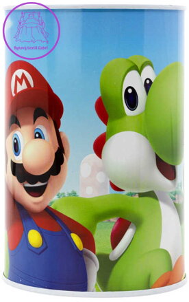 Pokladnička válec Super Mario 10x15cm dětská kasička kovová