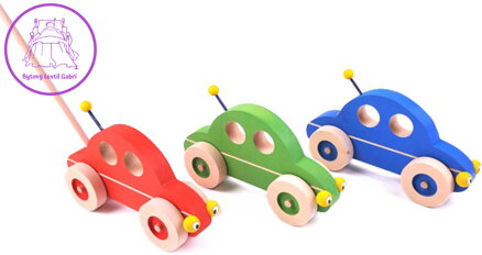 CEEDA DŘEVO Auto jezdík na tyči 3 barvy *DŘEVĚNÉ HRAČKY*