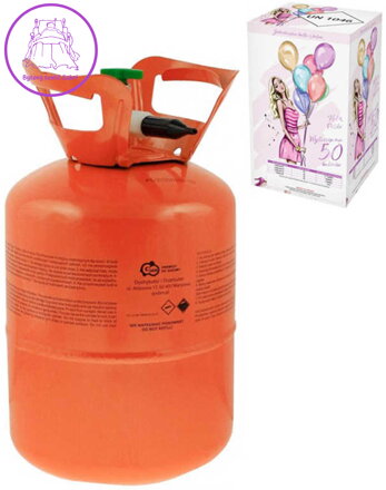 Helium 420l jednorázové na plnění až 50ks latexových balónků o průměru 23cm Helium 420l jednorázové na plnění až 50ks latexových balónků o průměru 23cm