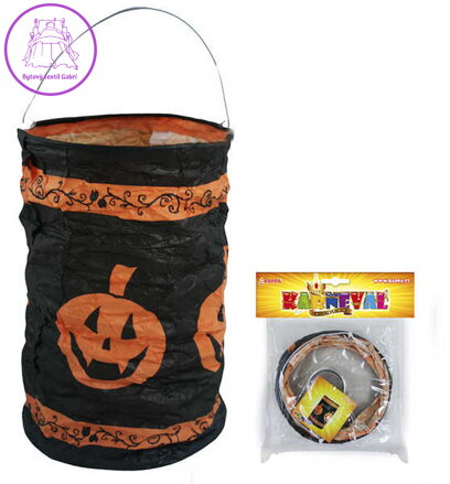 Lampion potisk dýně 15 cm krčený čajová svíčka Halloween