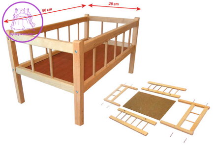 DŘEVO Postýlka dřevěná pro panenku 50x28 cm * DŘEVĚNÉ HRAČKY *