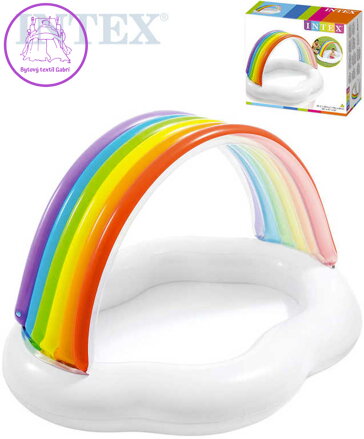 INTEX Baby bazének duhová stříška 142x119x84cm brouzdaliště obláček 57141