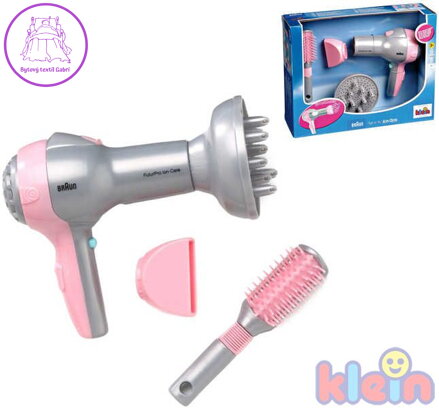 KLEIN Dětský fén Na baterie Set S hřebínkem BRAUN