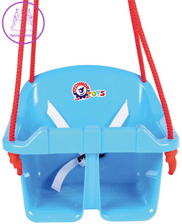 Houpačka baby plastová Modrá se zábranou skořepina závěsná