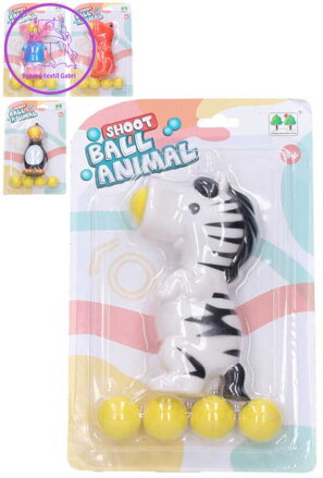 Zvířátko 14cm střílející pěnové míčky set s 5 soft balónky 4 druhy